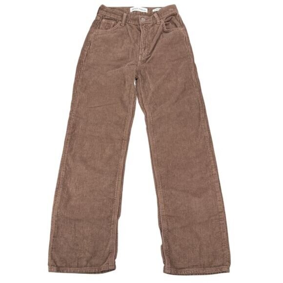 Aritzia Denim Forum Arlo Corduroy High Rise Straight 28L Pant In Brown Size 23 - Picture 2 of 7